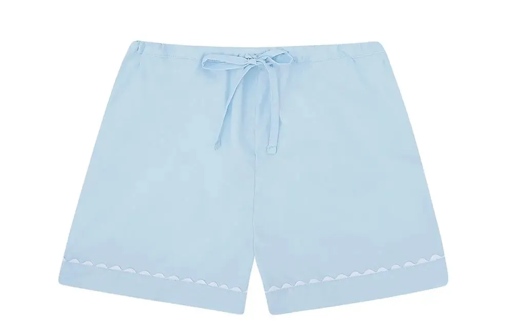 100% Cotton Poplin Lilac Pyjama Shorts With White Ric Rac Detailing