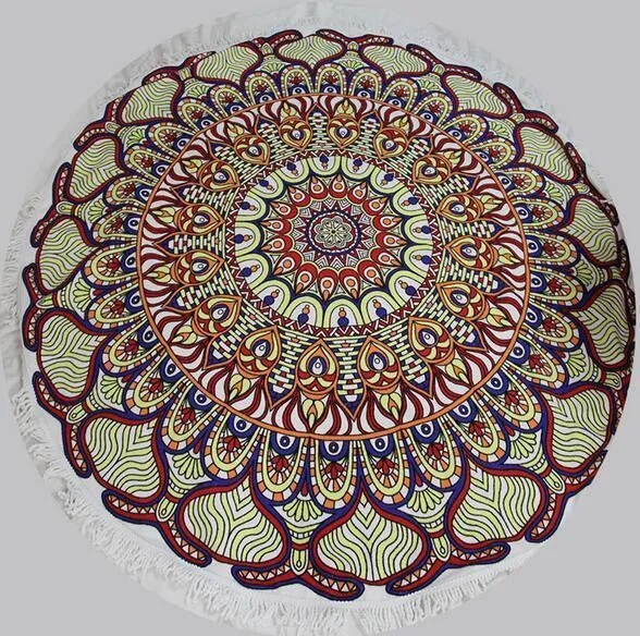 150 CM Geometric Printed Round Yoga Towel