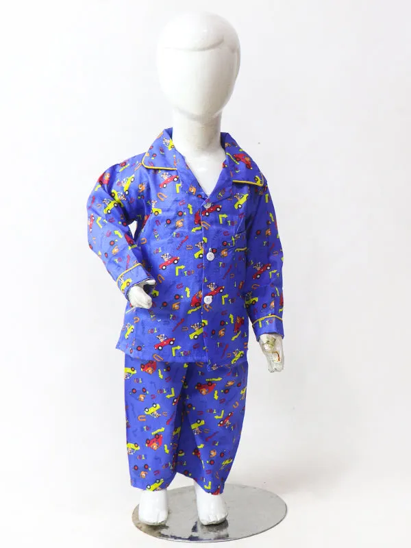 1Yrs - 5Yrs Car Blue Cotton Night Suit For Kids NG BNS03