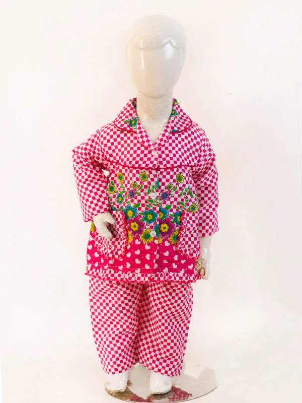 1Yrs - 5Yrs Pink Floral Full Sleeves Cotton Night Suit For Girls NG GNS06