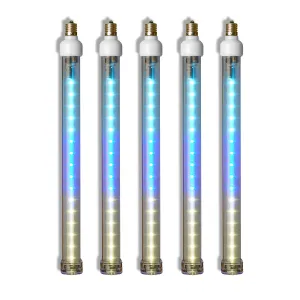 5 Pack 12'' Teal-Blue-Pure-White LED Snowfall Tube