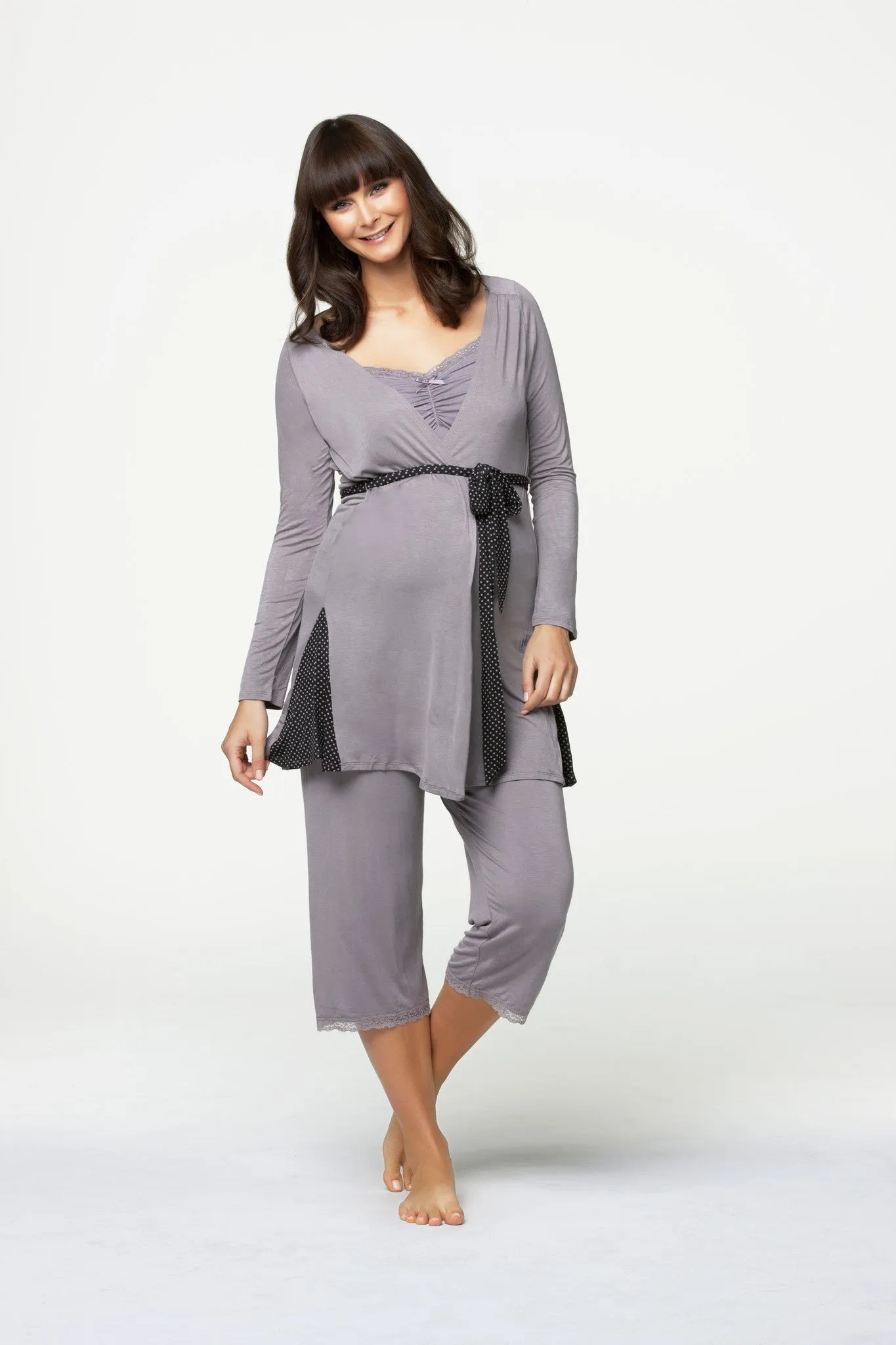 Apple Crumble Grey Maternity Robe - Cake