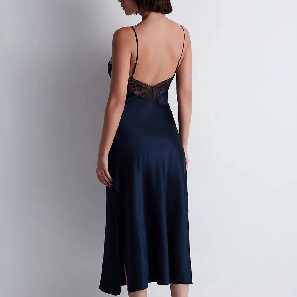Aubade 'Midnight Whisper' Midnight Blue Long Silk Nightie