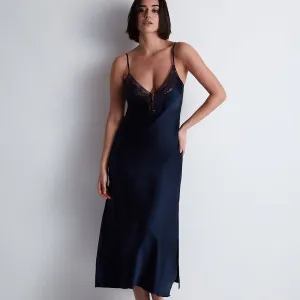 Aubade 'Midnight Whisper' Midnight Blue Long Silk Nightie