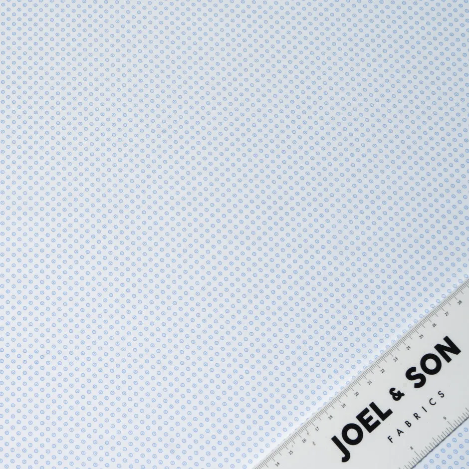 Baby Blue Spotted Circle Luxury Cotton Shirting