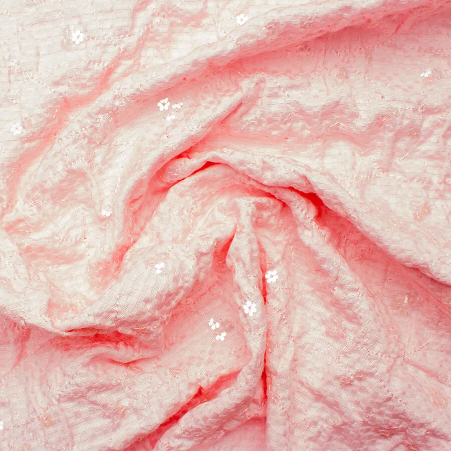 Baby Pink Sequinned Cotton Piqué