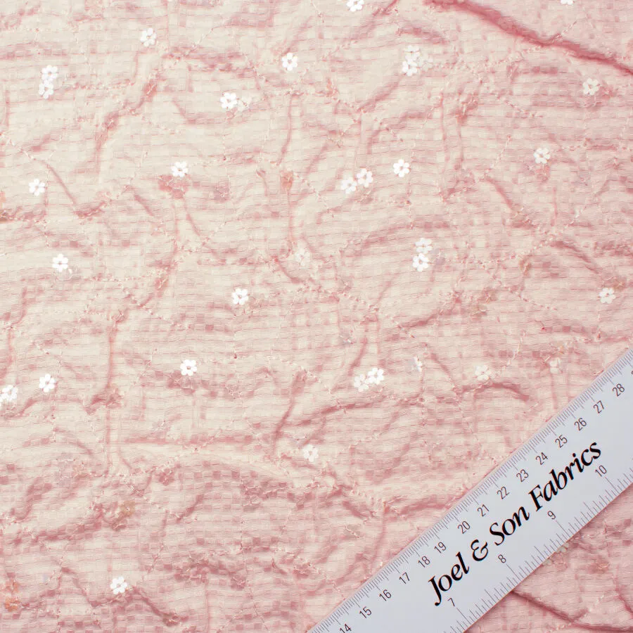Baby Pink Sequinned Cotton Piqué
