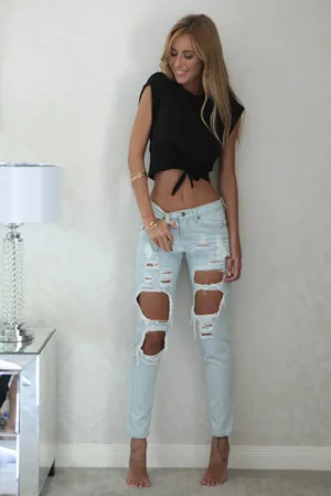 Bare Midriff Bowknot Short Sleeves Scoop Top T-shirt