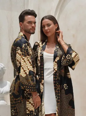 Black Satin Unisex Robe