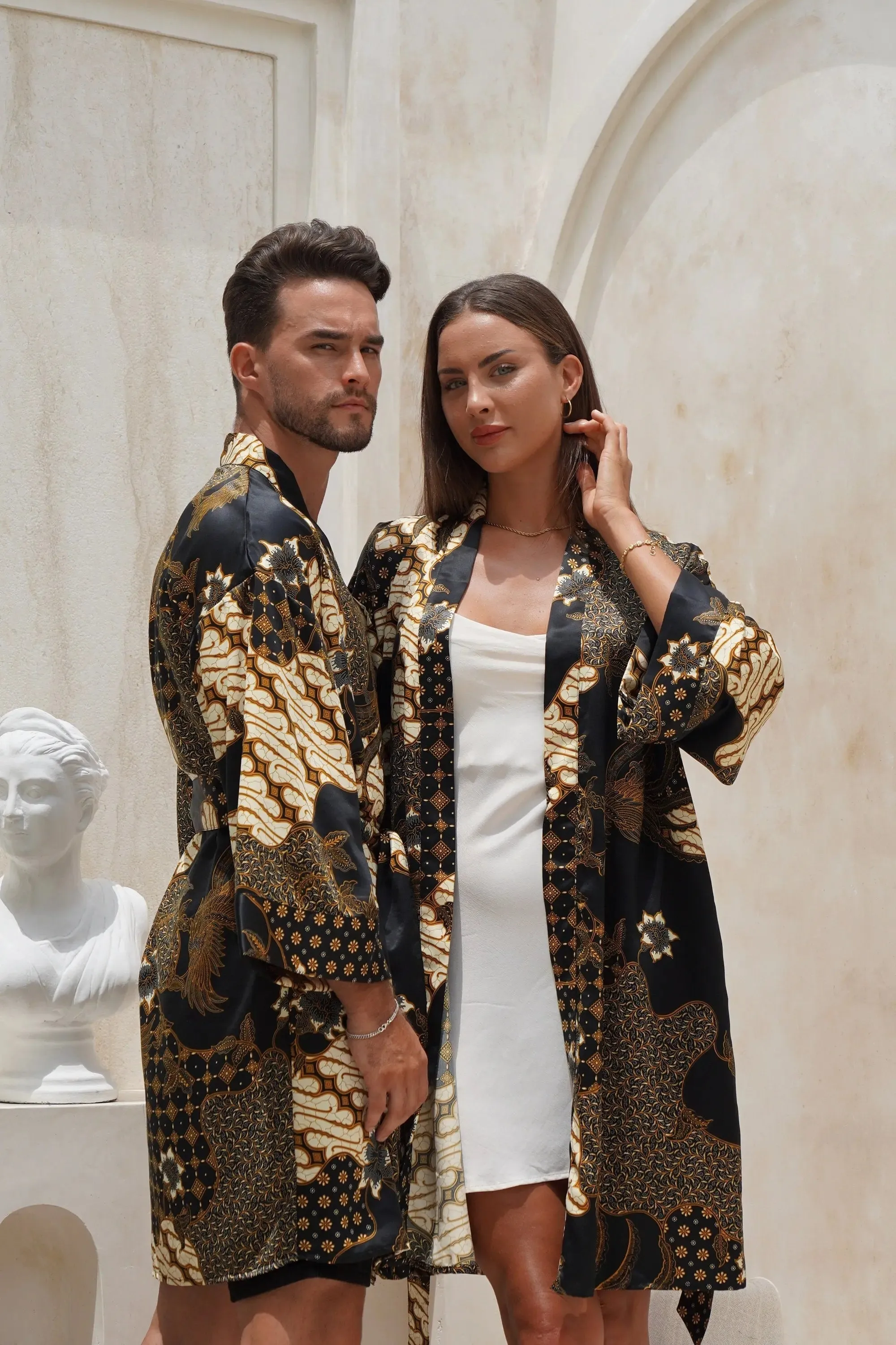 Black Satin Unisex Robe