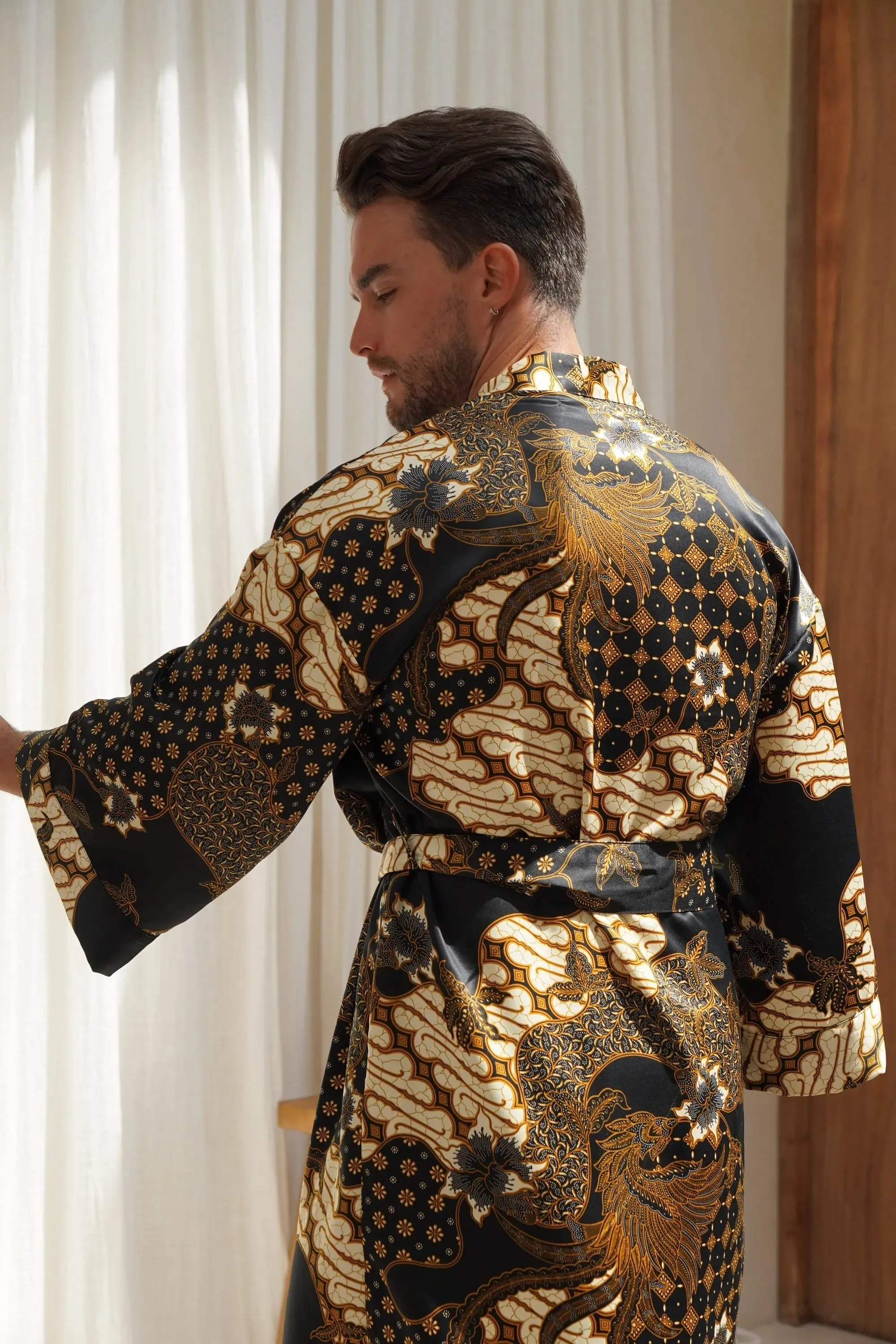 Black Satin Unisex Robe