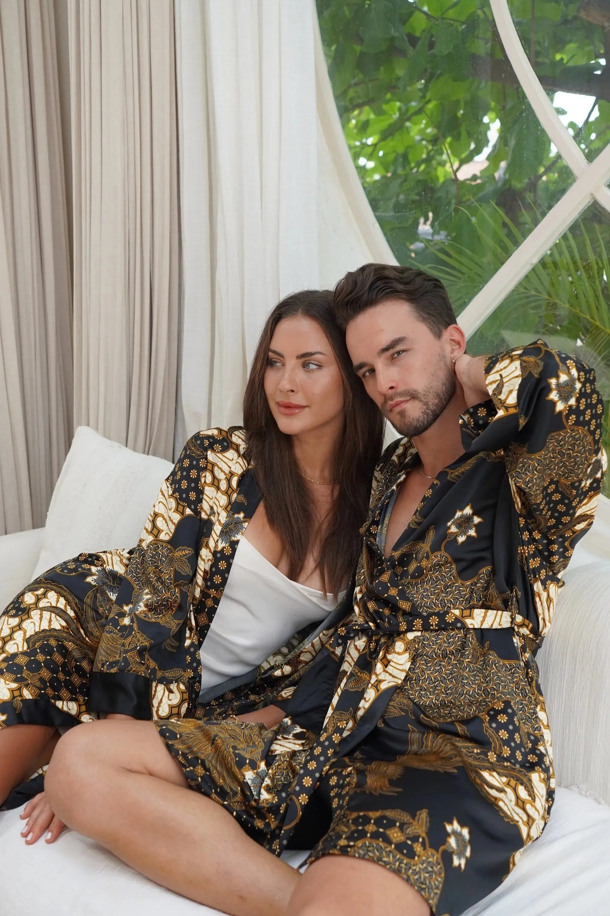 Black Satin Unisex Robe
