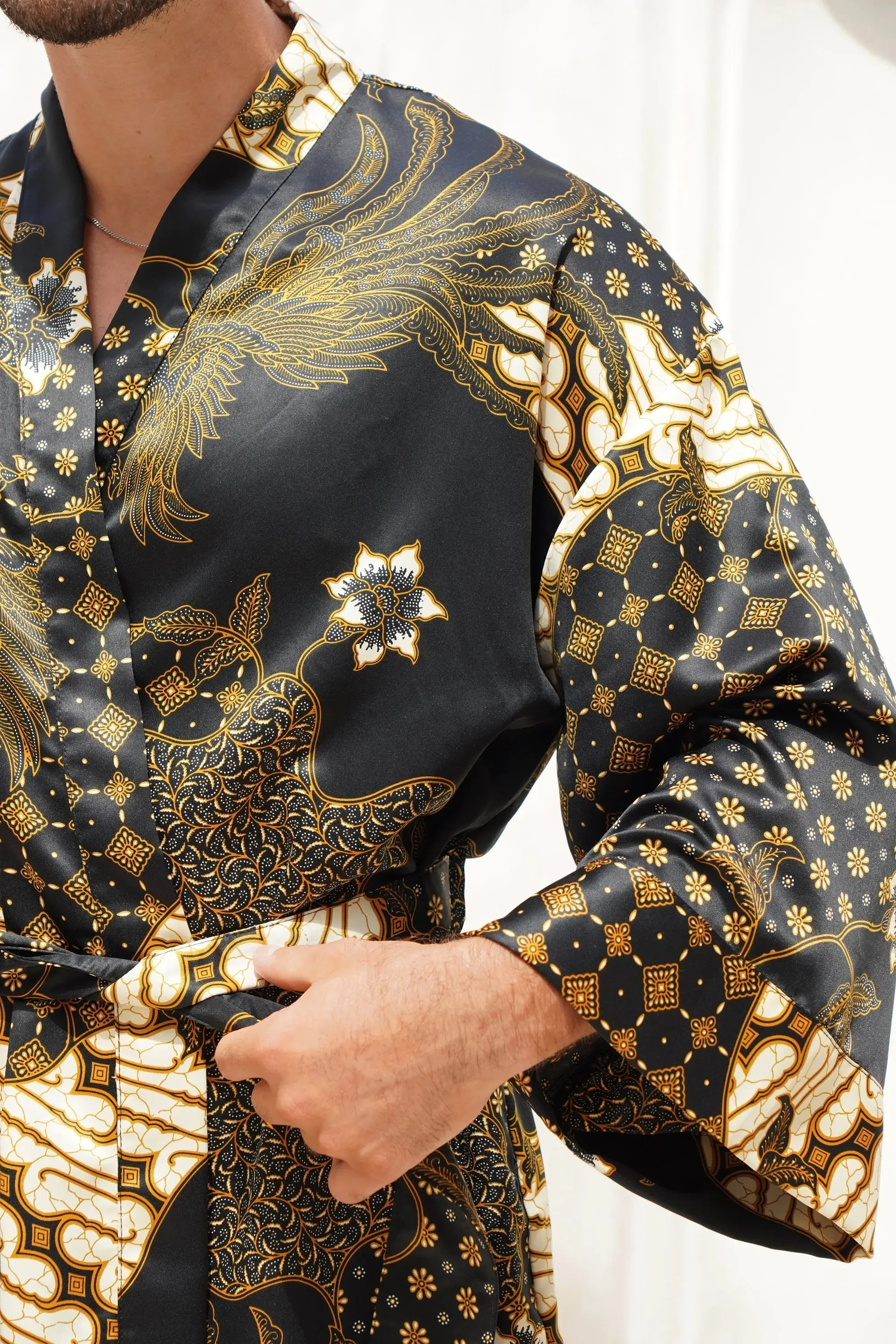 Black Satin Unisex Robe