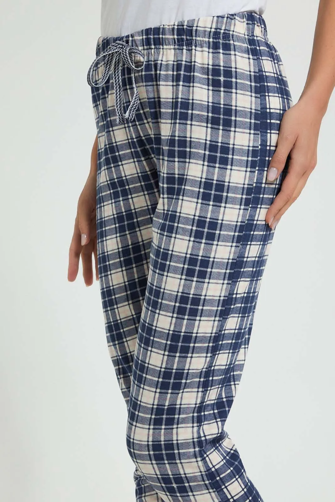 Blue And Grey Checkered Pyjama Bottom