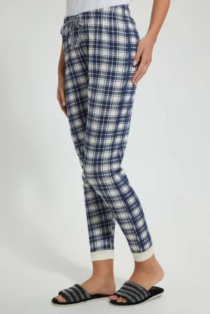 Blue And Grey Checkered Pyjama Bottom