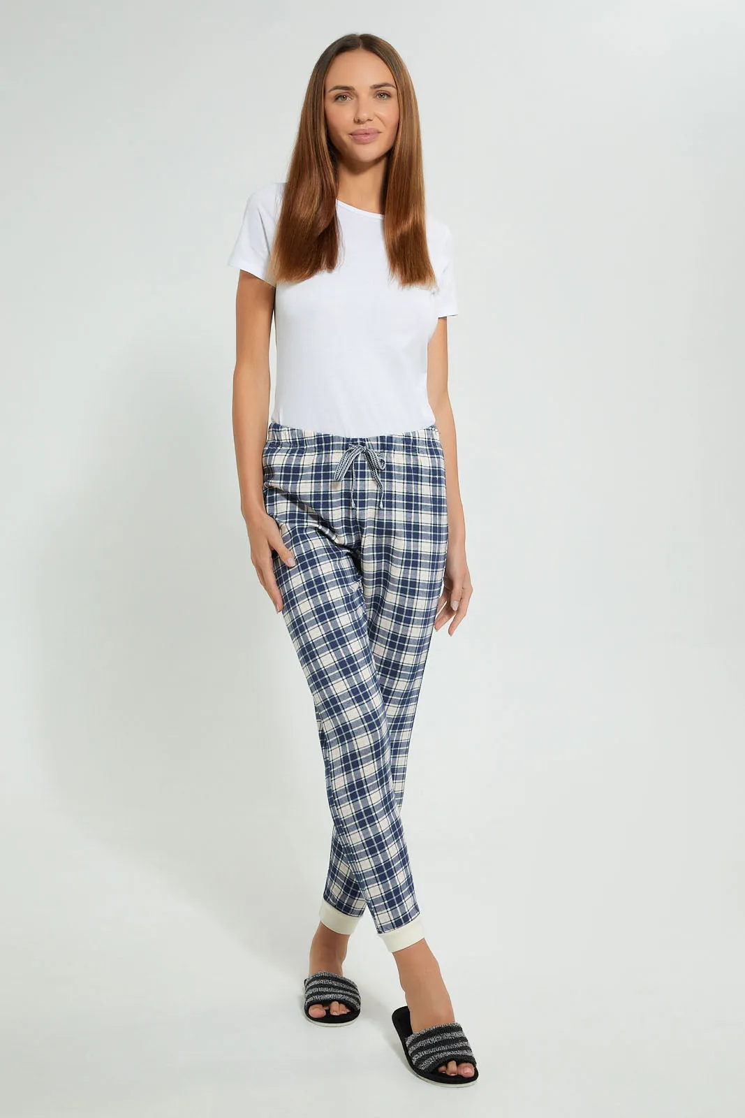 Blue And Grey Checkered Pyjama Bottom