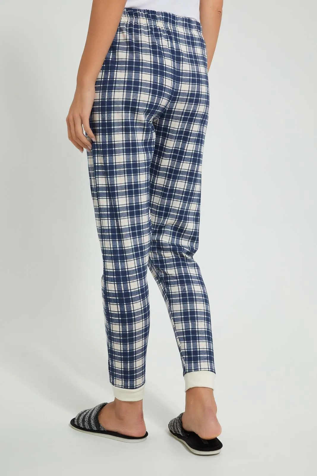 Blue And Grey Checkered Pyjama Bottom