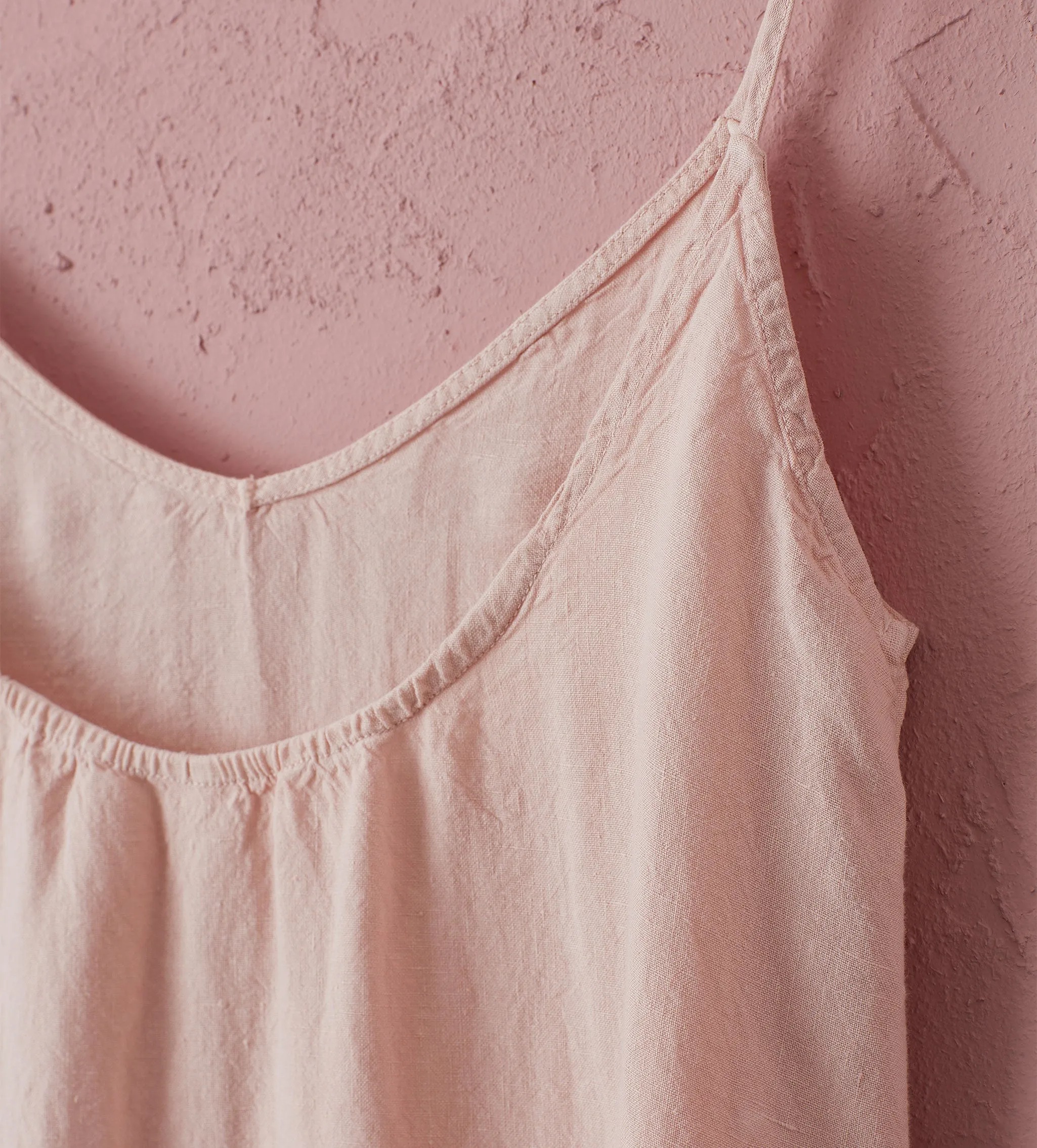 Blush Pink Willa 100% Linen Long Cami Nightie