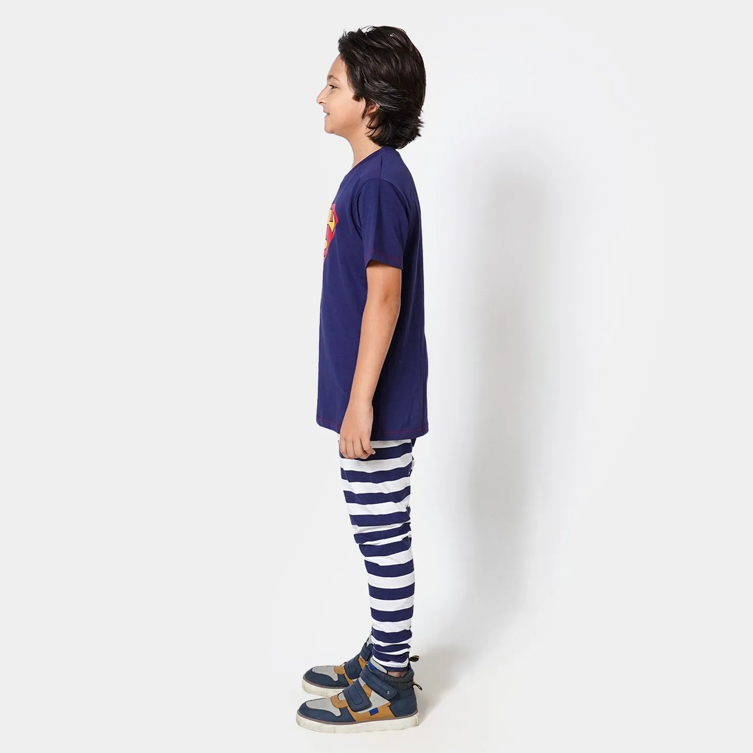 Boys Knitted NightWear Suit Action Hero - Navy Blue