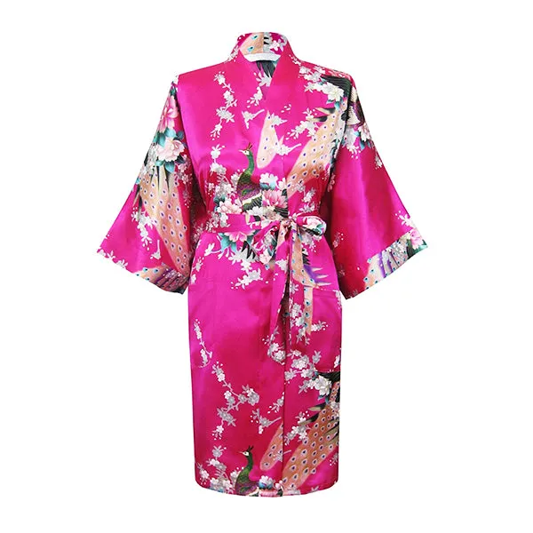 Bright Pink Mommy and Me Robes, Floral, Satin Feel