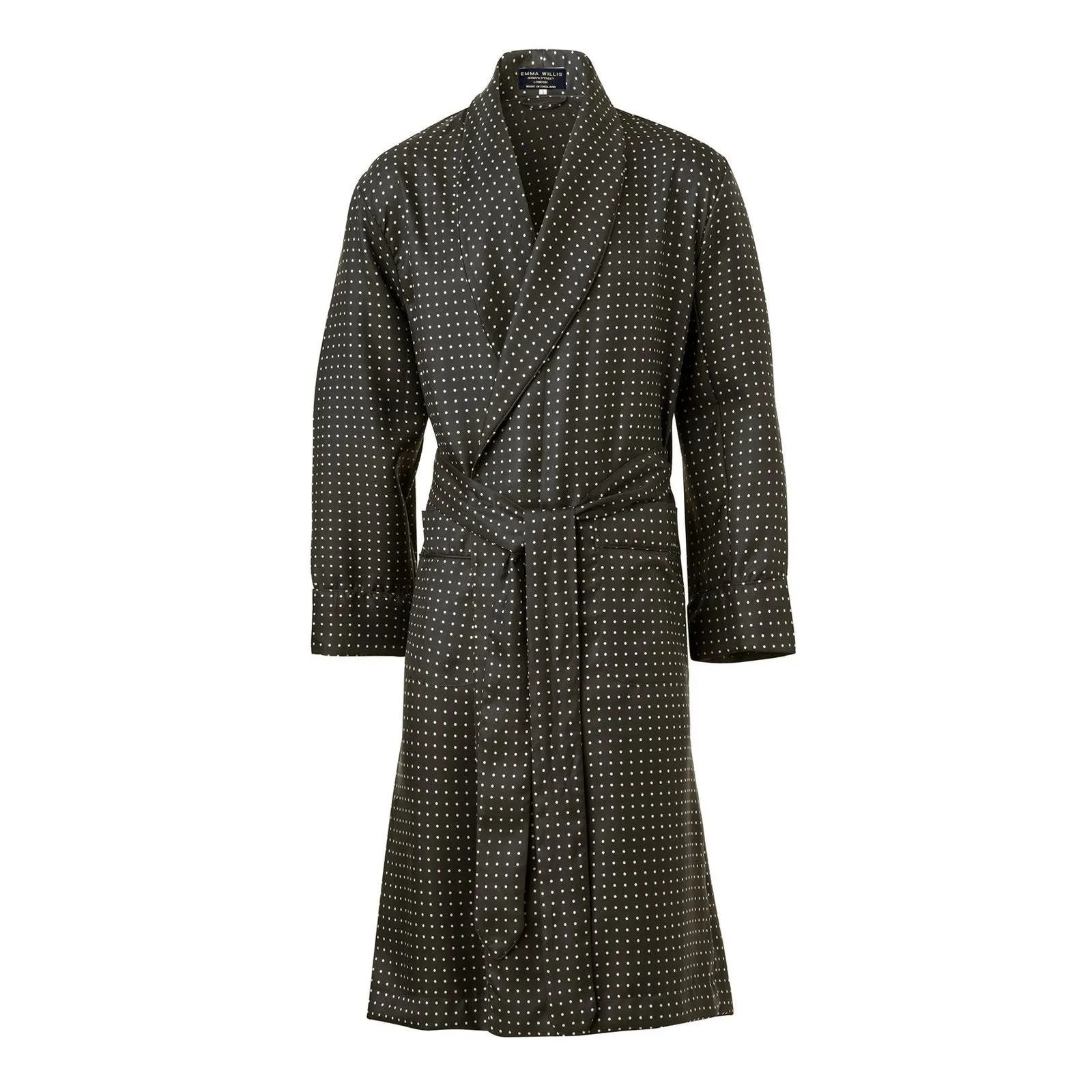 Chocolate and White Spot Silk Dressing Gown