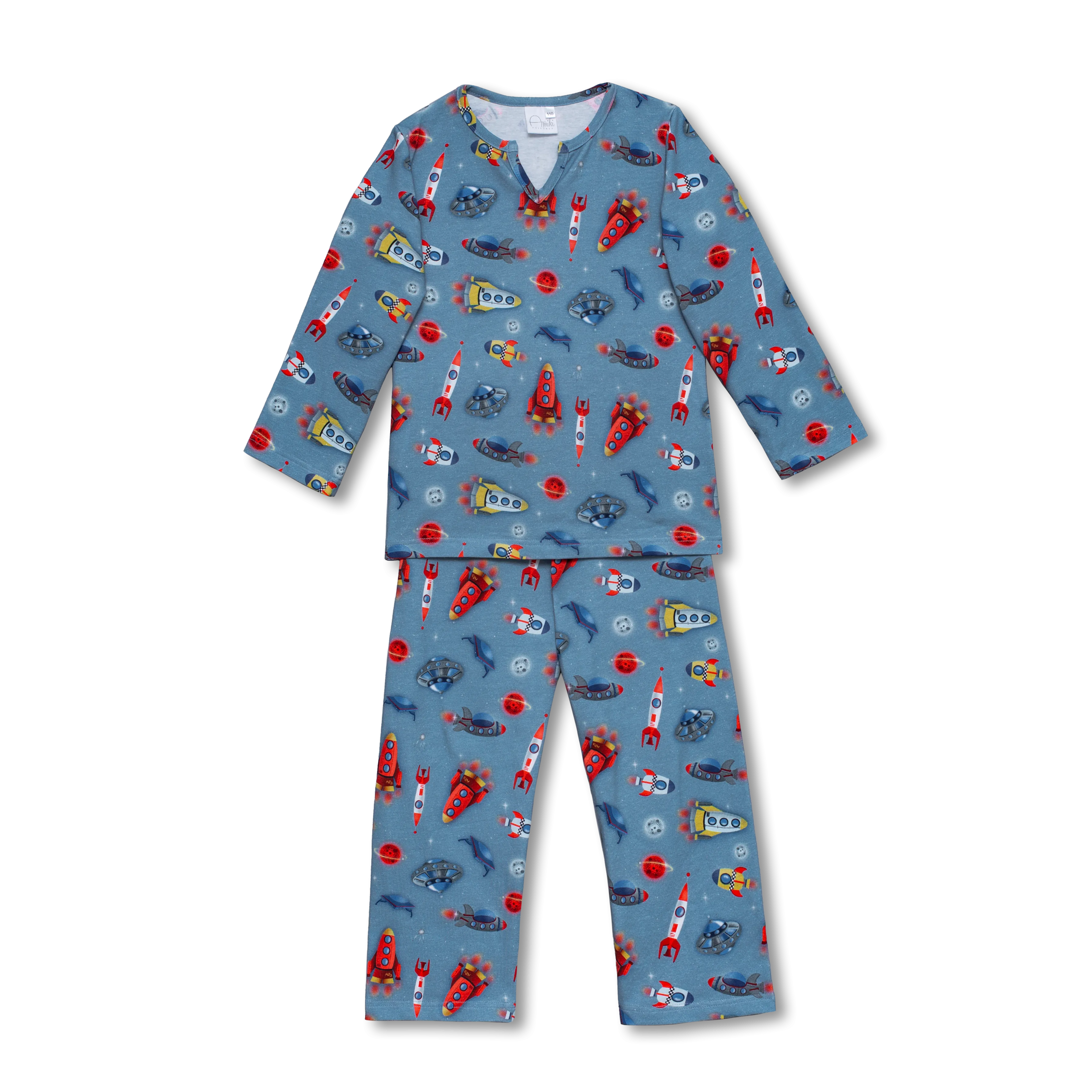 CHRIS - BOYS' PYJAMA SET IN SPACESHIPS PRINT