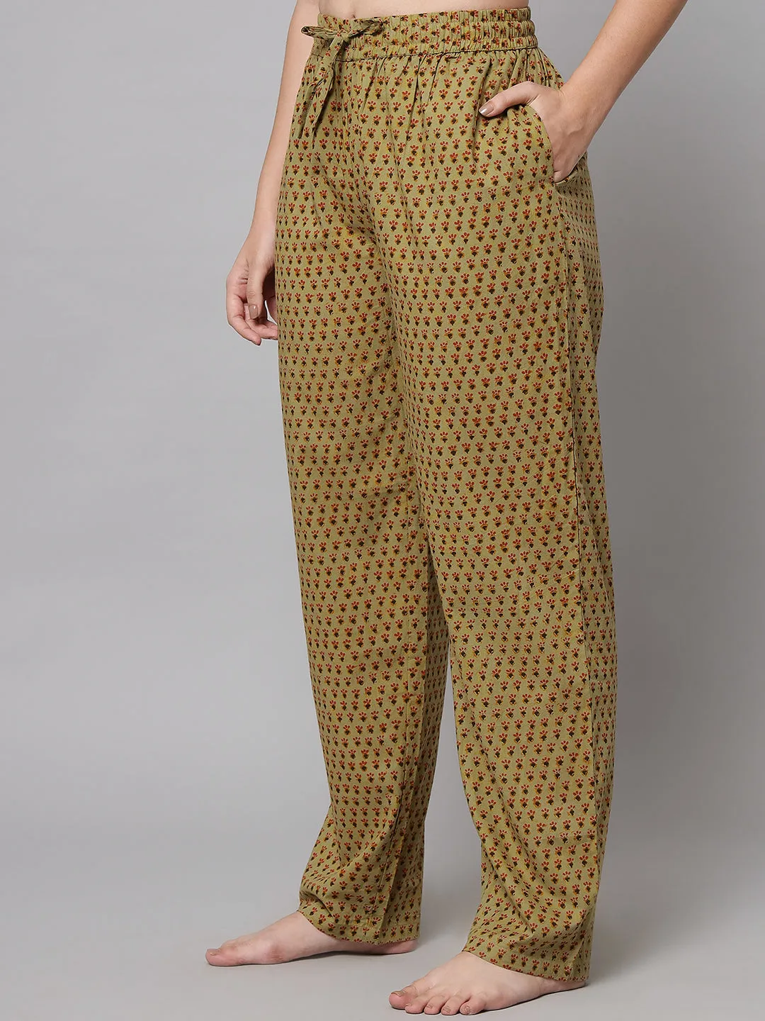 Ditsy print Pyjama - Khakhi Green