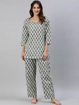 Divena Grey Color Cotton Loungewear/Nightwear