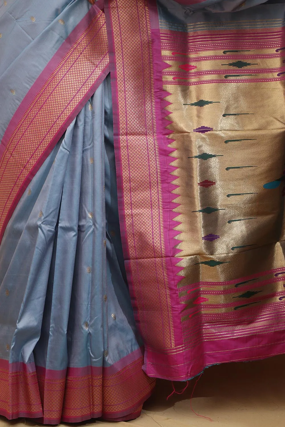 Elegant Blue Paithani Silk Peacock Design Saree