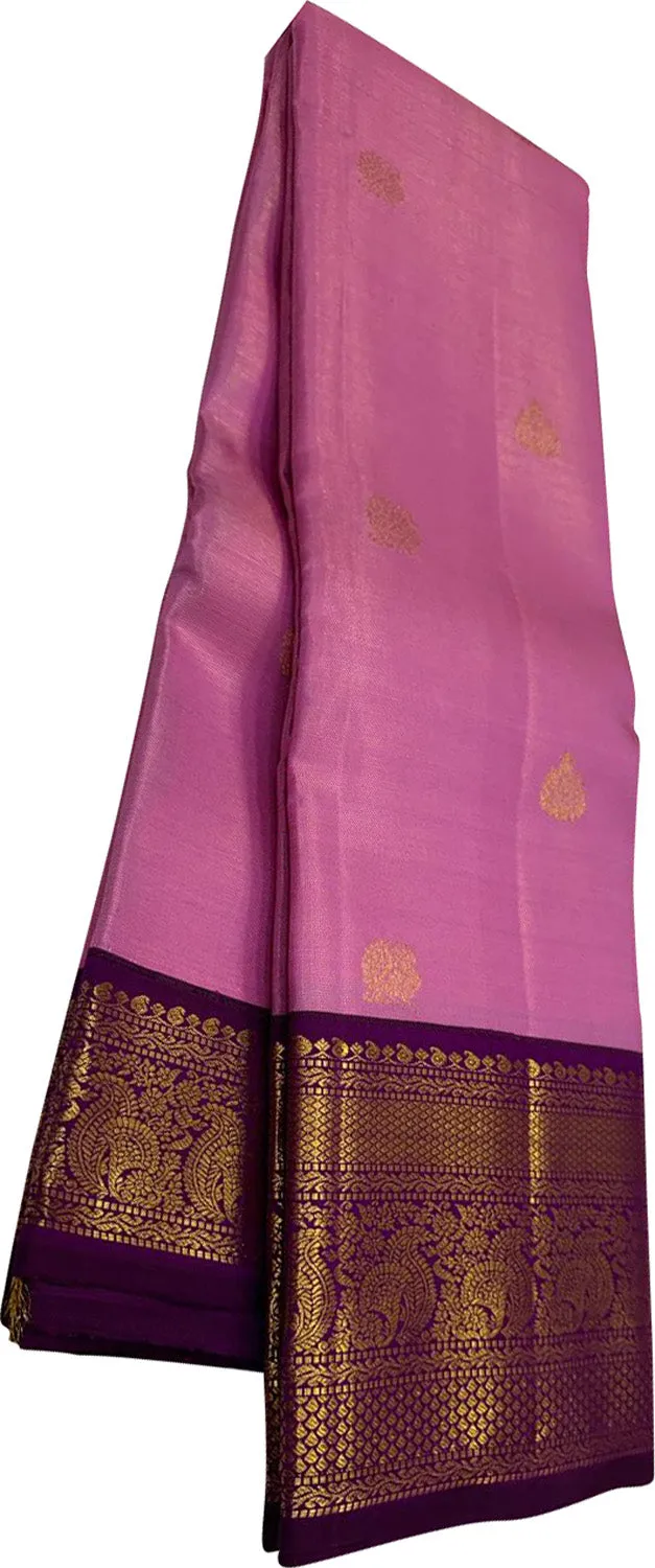 Exquisite Pink Handloom Kanjeevaram Silk Saree