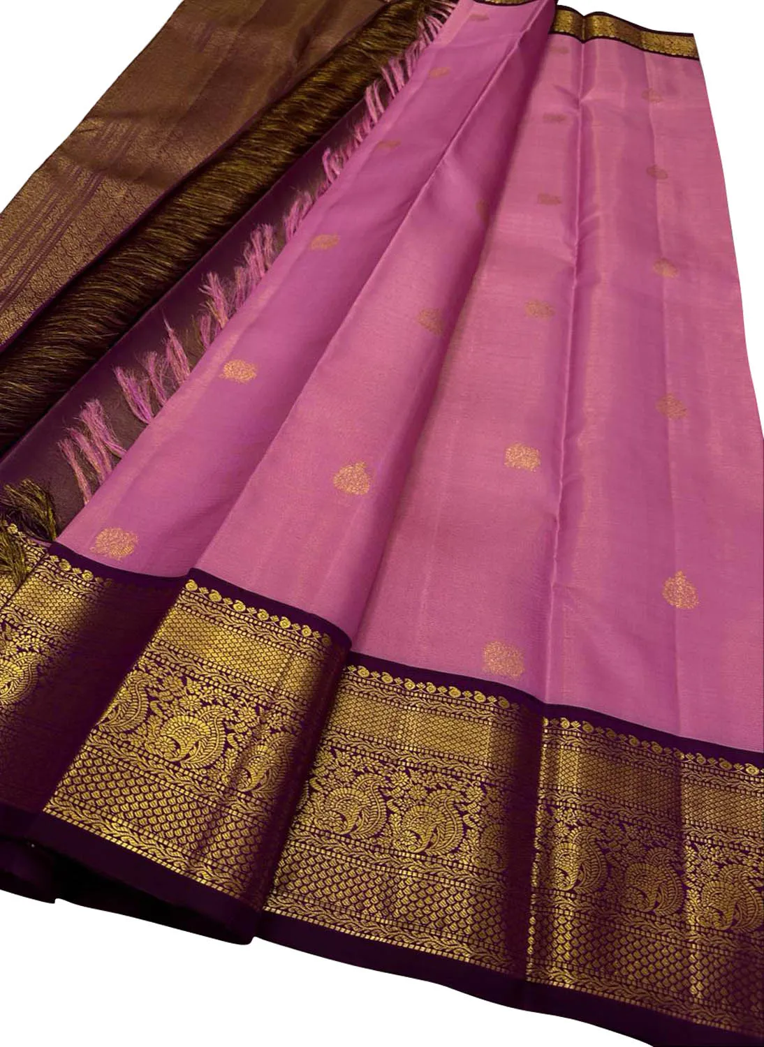 Exquisite Pink Handloom Kanjeevaram Silk Saree