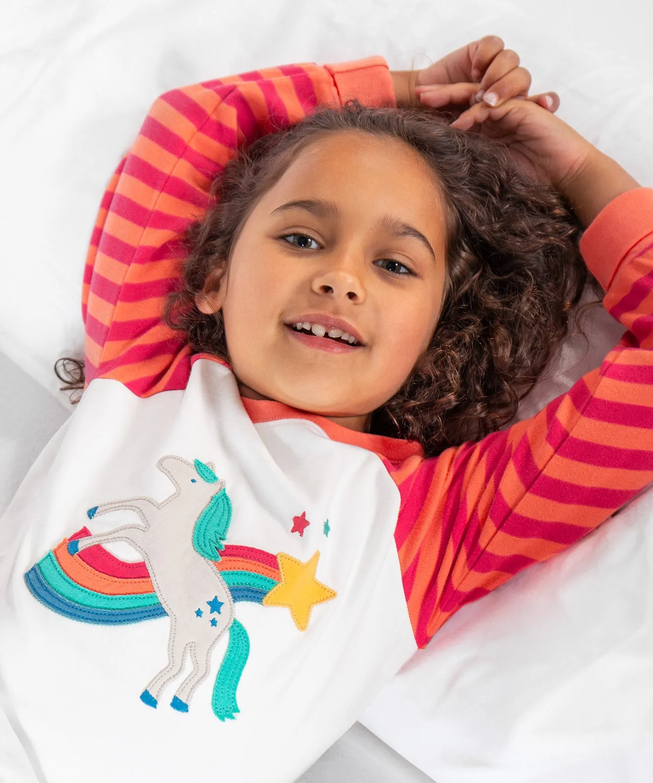 Frugi Jamie Jim Jams - Cantaloupe Stripe/Horse