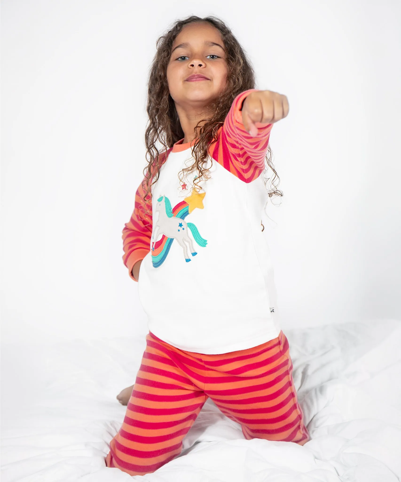 Frugi Jamie Jim Jams - Cantaloupe Stripe/Horse