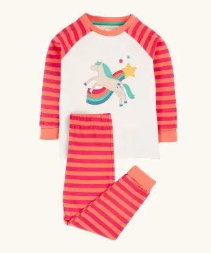 Frugi Jamie Jim Jams - Cantaloupe Stripe/Horse