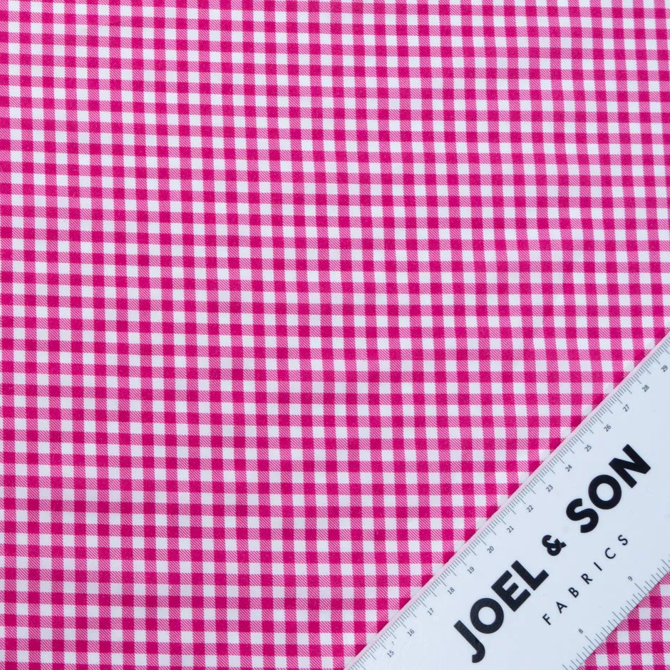 Fuchsia Pink Gingham Printed Luxury Cotton