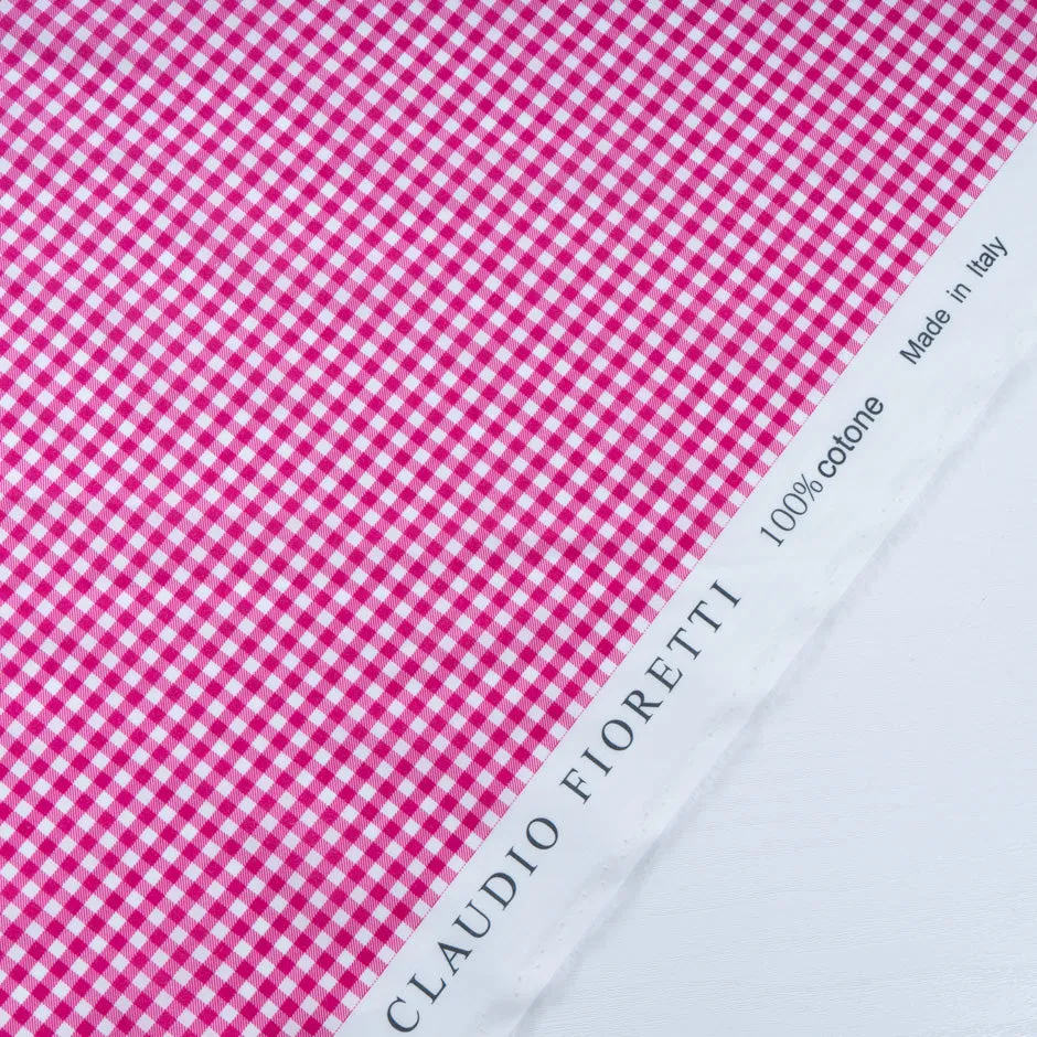 Fuchsia Pink Gingham Printed Luxury Cotton