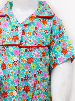 GNS01 NG Girls Cotton Night Suit 1Yrs - 5Yrs Flower Green