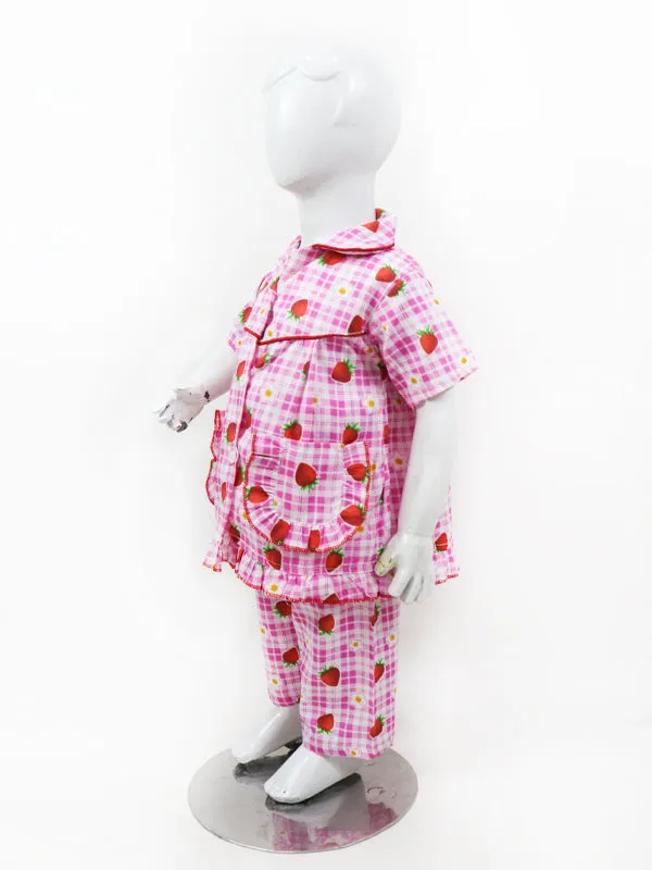 GNS01 NG Girls Cotton Night Suit 1Yrs - 5Yrs Strawberry Pink
