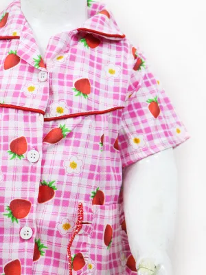 GNS01 NG Girls Cotton Night Suit 1Yrs - 5Yrs Strawberry Pink