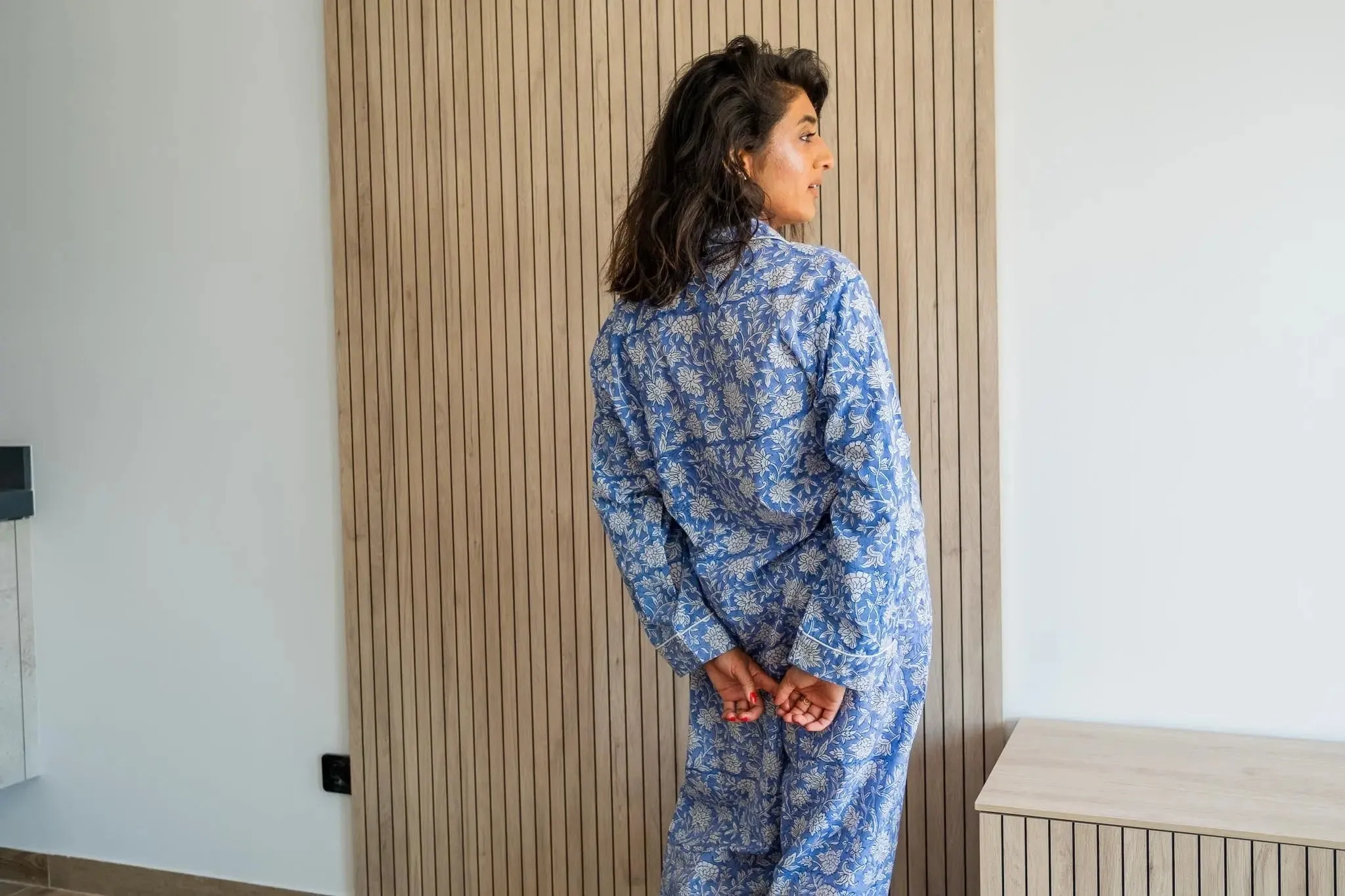 Khushi Powder Blue Block Print Pyjamas