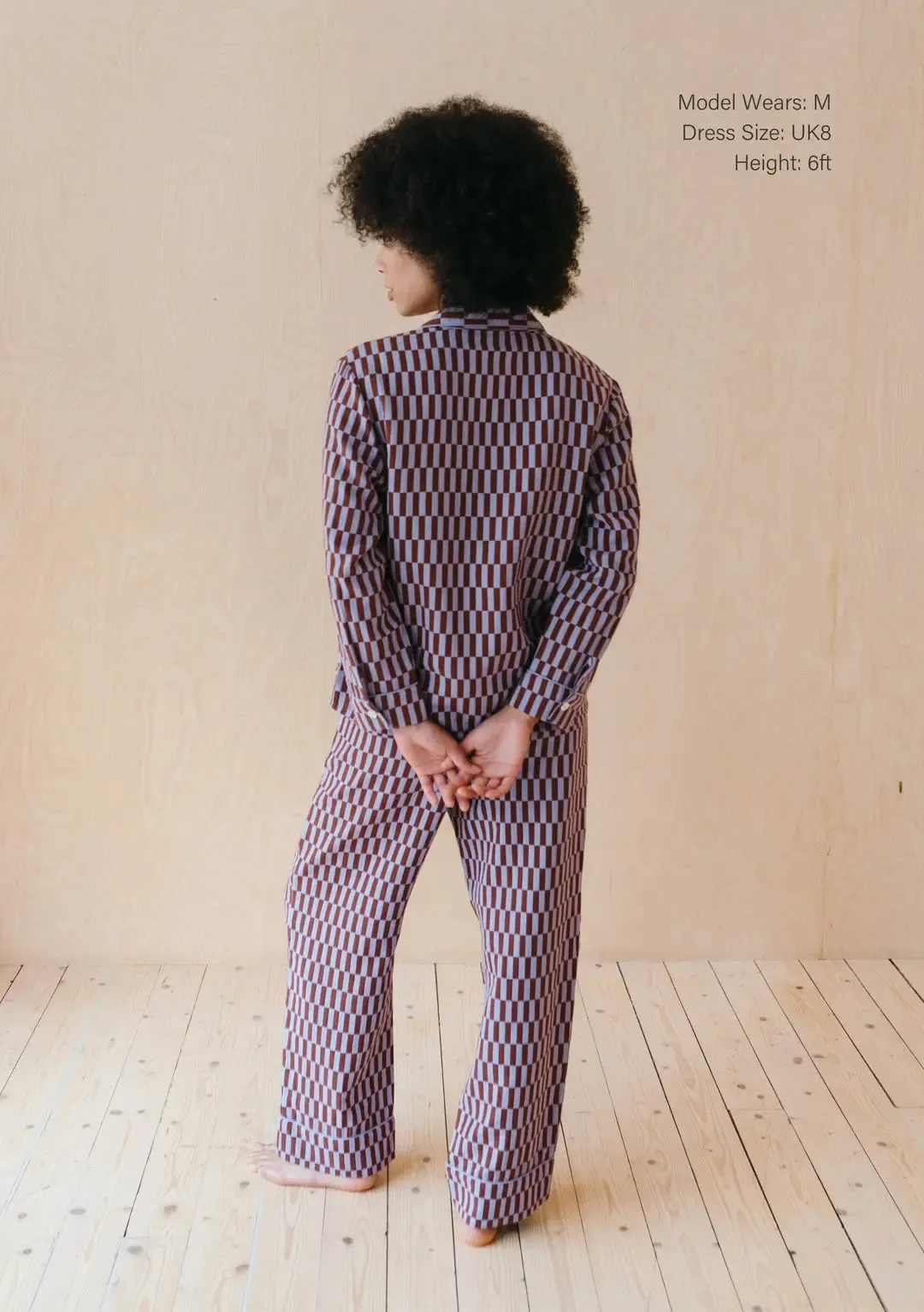 Lilac Checkerboard Cotton Pyjama Trouser Set