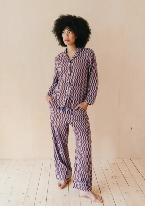 Lilac Checkerboard Cotton Pyjama Trouser Set