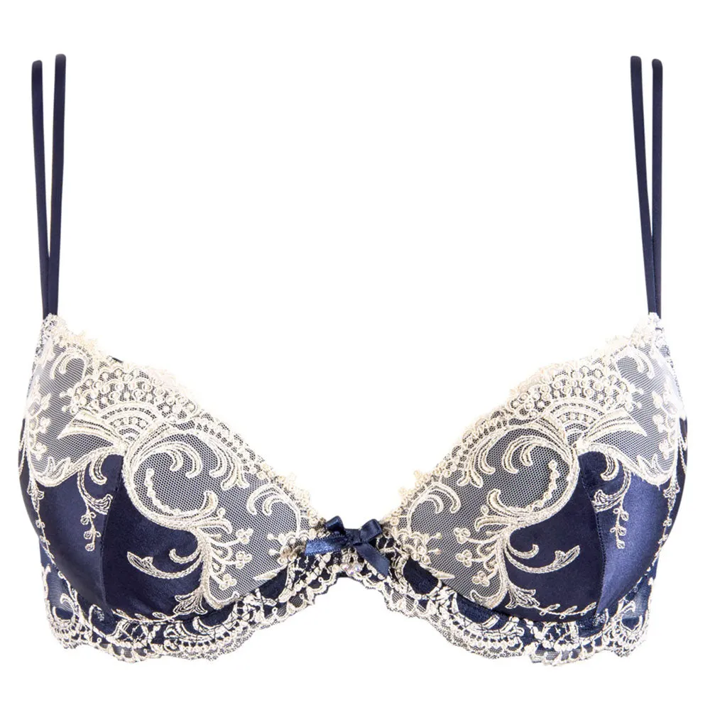 Lise Charmel 'Splendeur Soie' Navy Blue Silk Padded Plunge Bra