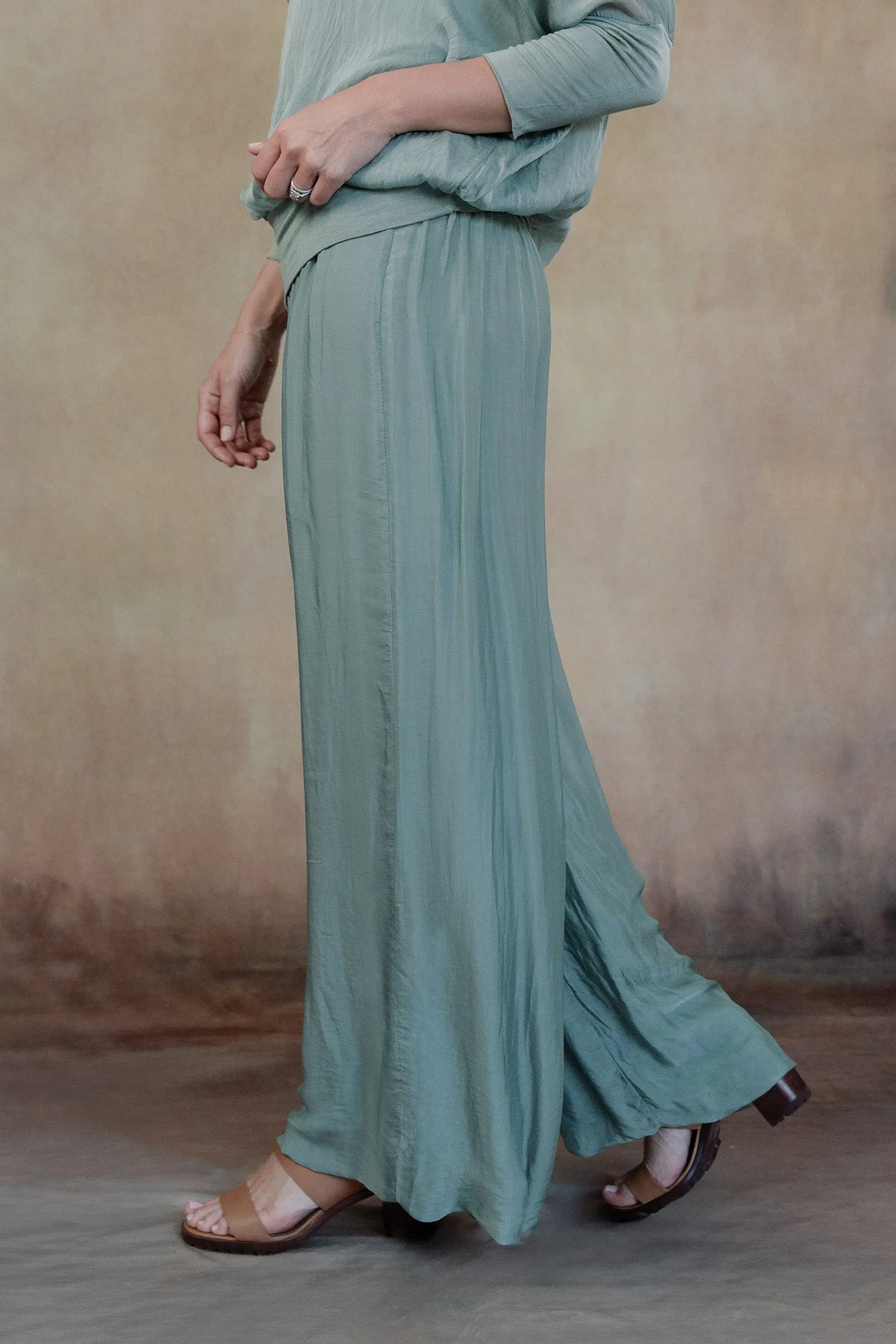 Madelyn Silk Pants (Sage)
