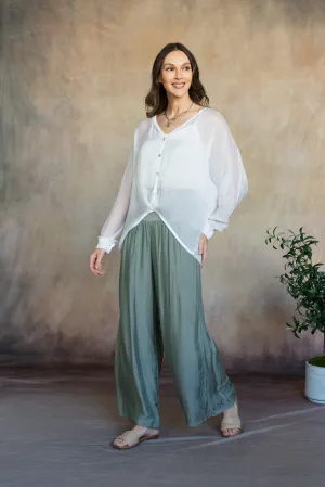 Madelyn Silk Pants (Sage)