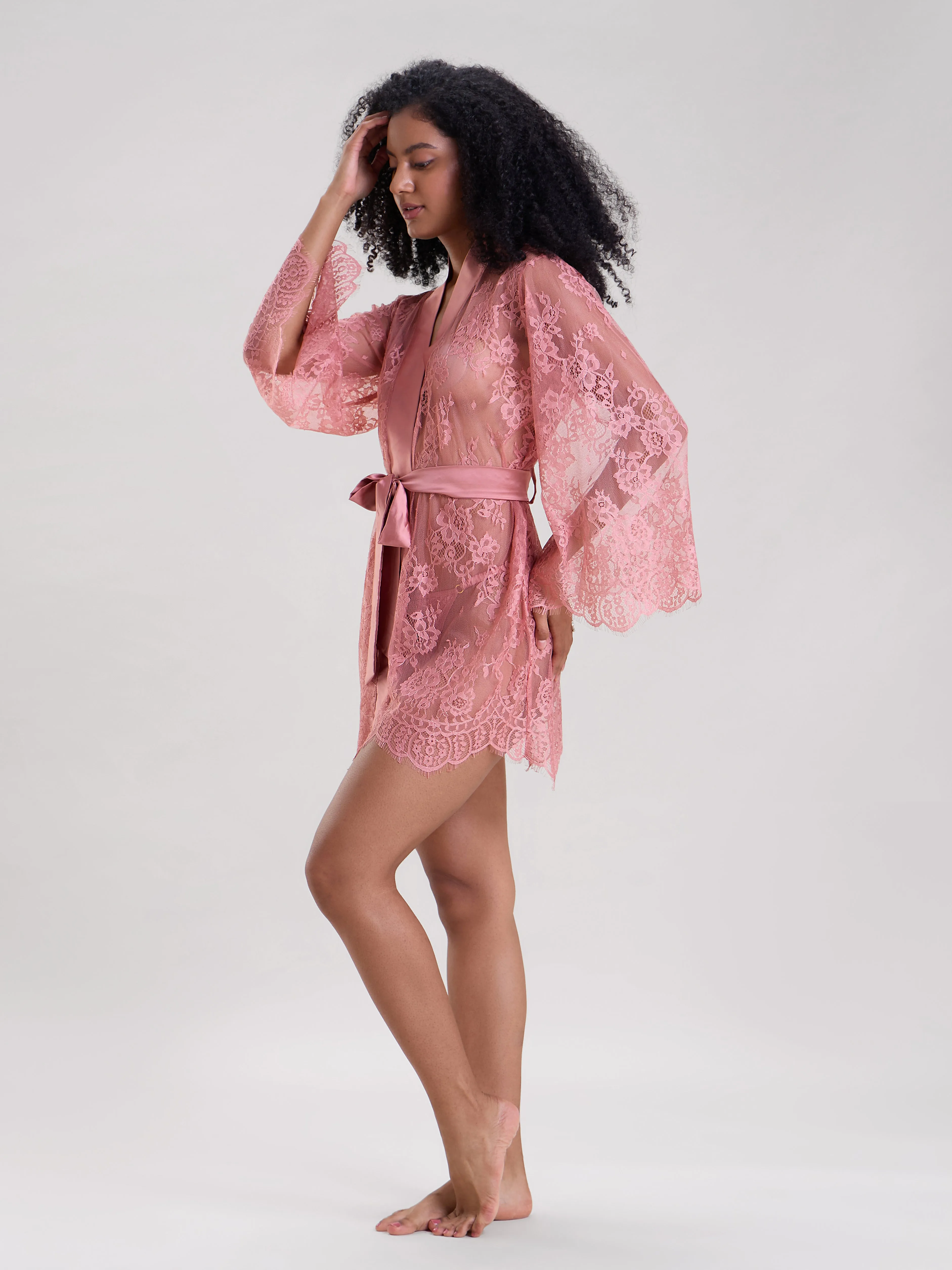 Mysthelle BLUSH PINK LACE ROBE