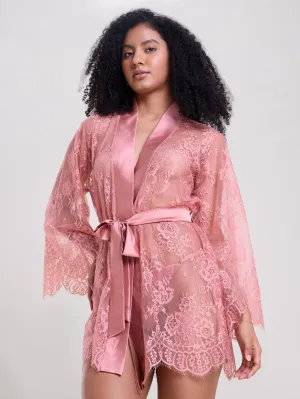 Mysthelle BLUSH PINK LACE ROBE