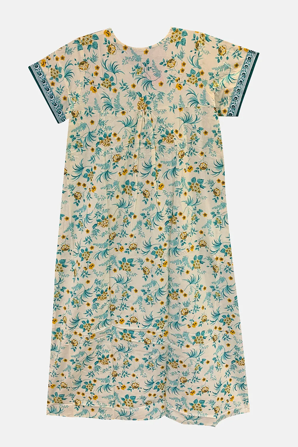 Naidu Hall Round Neck Half Sleeve Pull-On Nighty - Sea Green - NT28