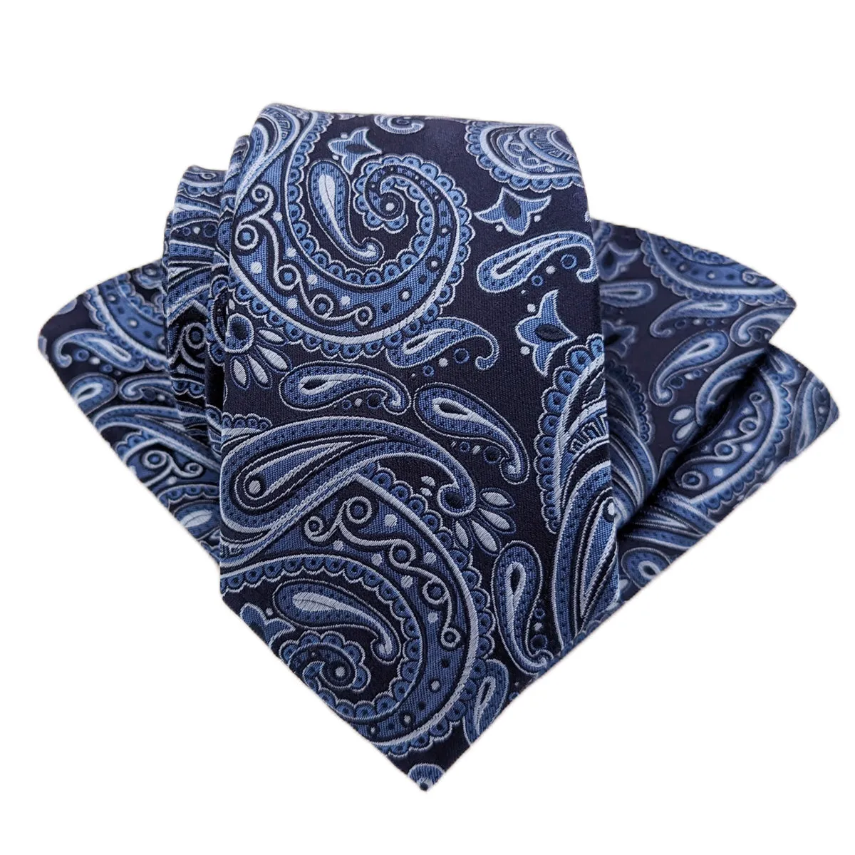 Navy & Blue Paisley Silk Wedding Tie