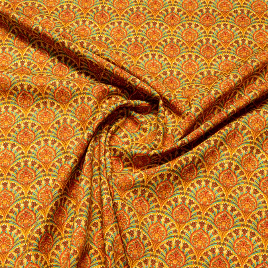 Orange Geometric Printed Superfine Cotton